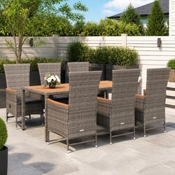 7 Piece Garden Dining Set Outdoor Patio Furniture with Cushions Grey