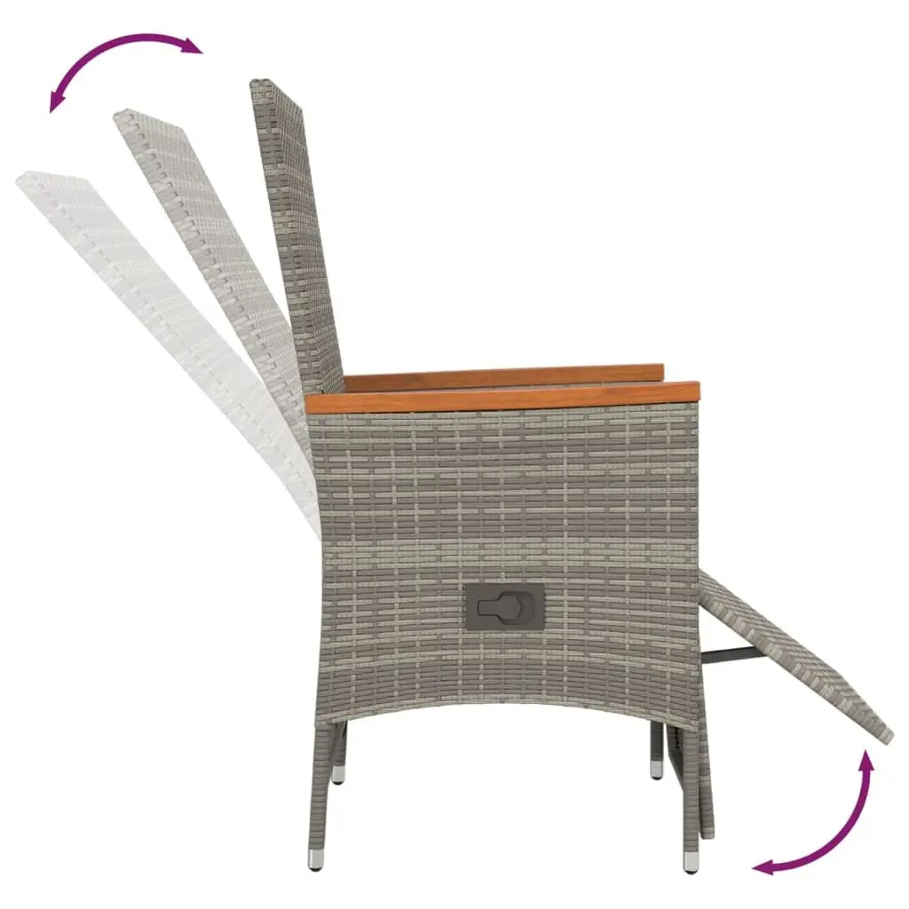 Garden Dining Set 3 Piece Outdoor Patio Furniture Grey Rattan Chairs Table