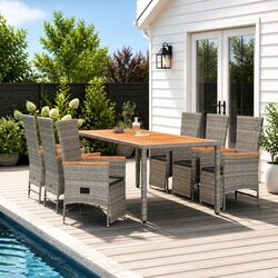 Garden Dining Set 7 Piece Outdoor Furniture Patio Table Chairs Cushions Grey