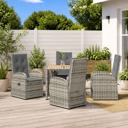 Garden Dining Set 5 Piece Grey Outdoor Furniture Rattan Patio Table Chairs