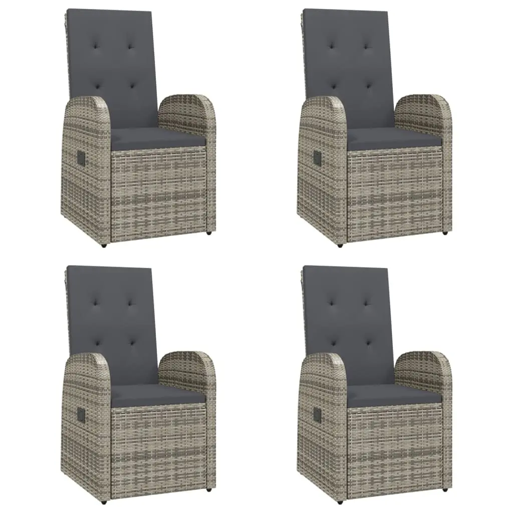 Garden Dining Set 5 Piece Grey Rattan Outdoor Furniture with Powder Coated Steel Frame and Cushions