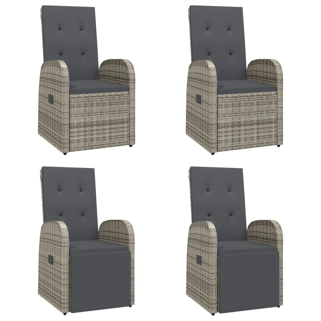 Outdoor Dining Set 5 Piece Garden Furniture Table Chairs Grey Poly Rattan