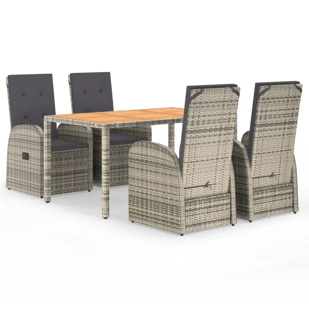 Garden Dining Set 5 Piece Outdoor Furniture Grey Poly Rattan Chairs Table