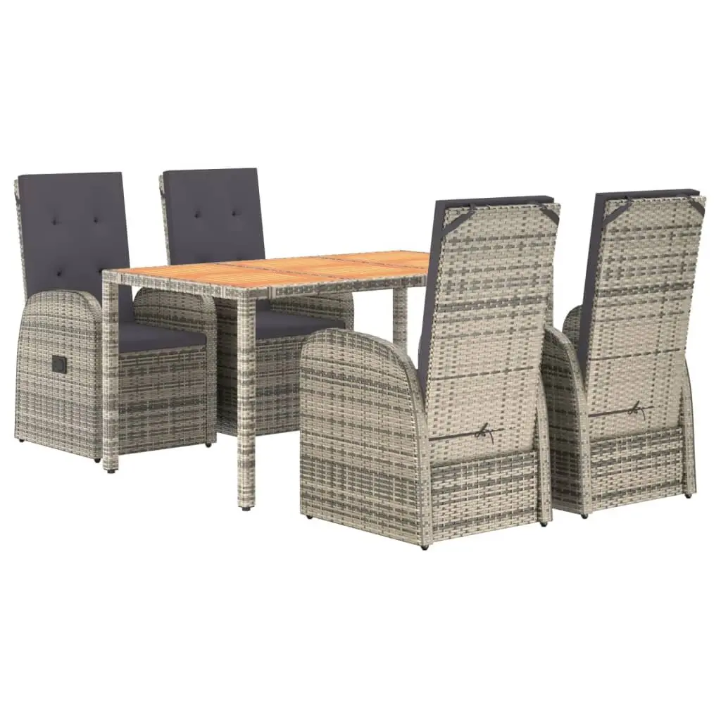 Garden Dining Set 5 Piece Outdoor Furniture Grey Poly Rattan Chairs Table