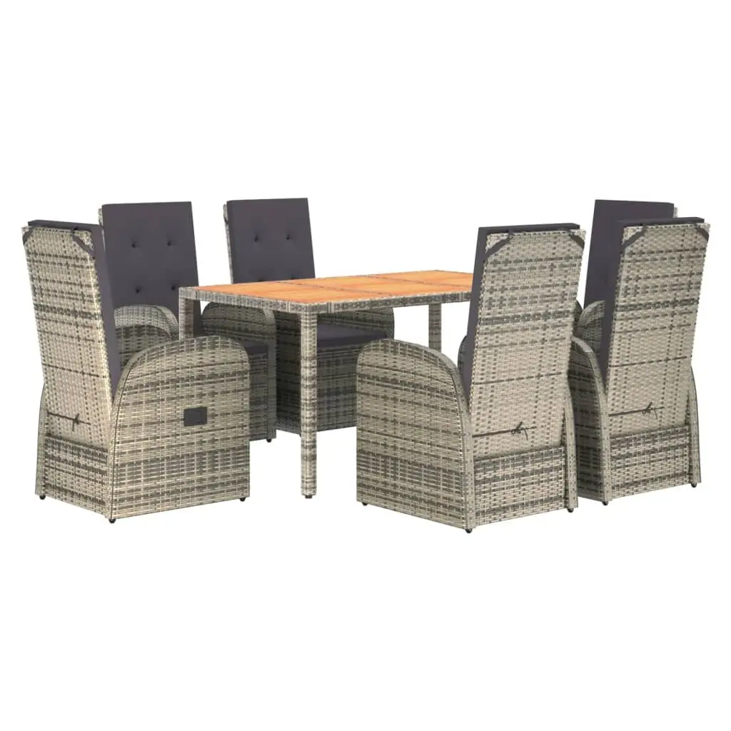 7 Piece Garden Dining Set Weather-Resistant PE Rattan Grey Outdoor Furniture