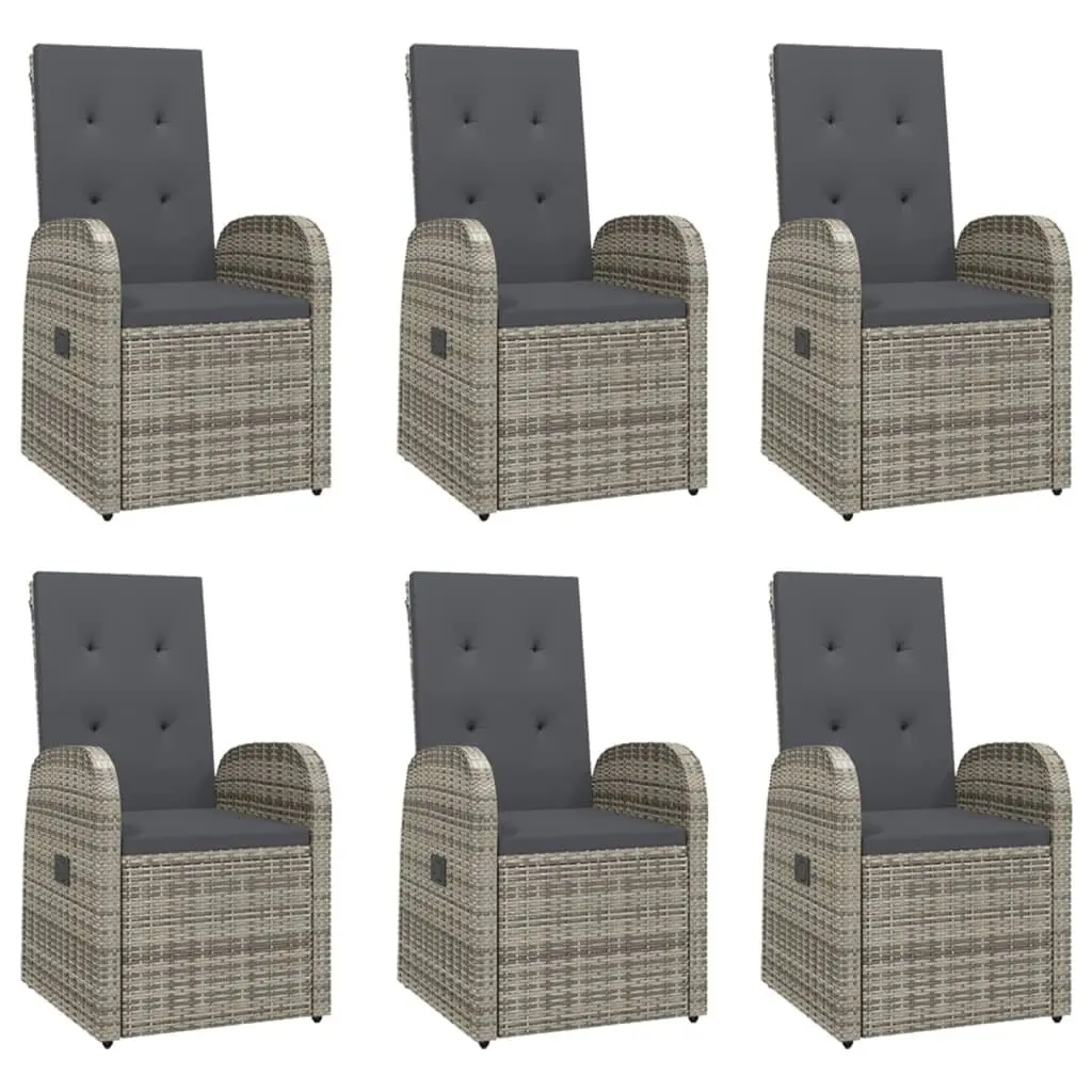7 Piece Garden Dining Set Weather-Resistant PE Rattan Grey Outdoor Furniture