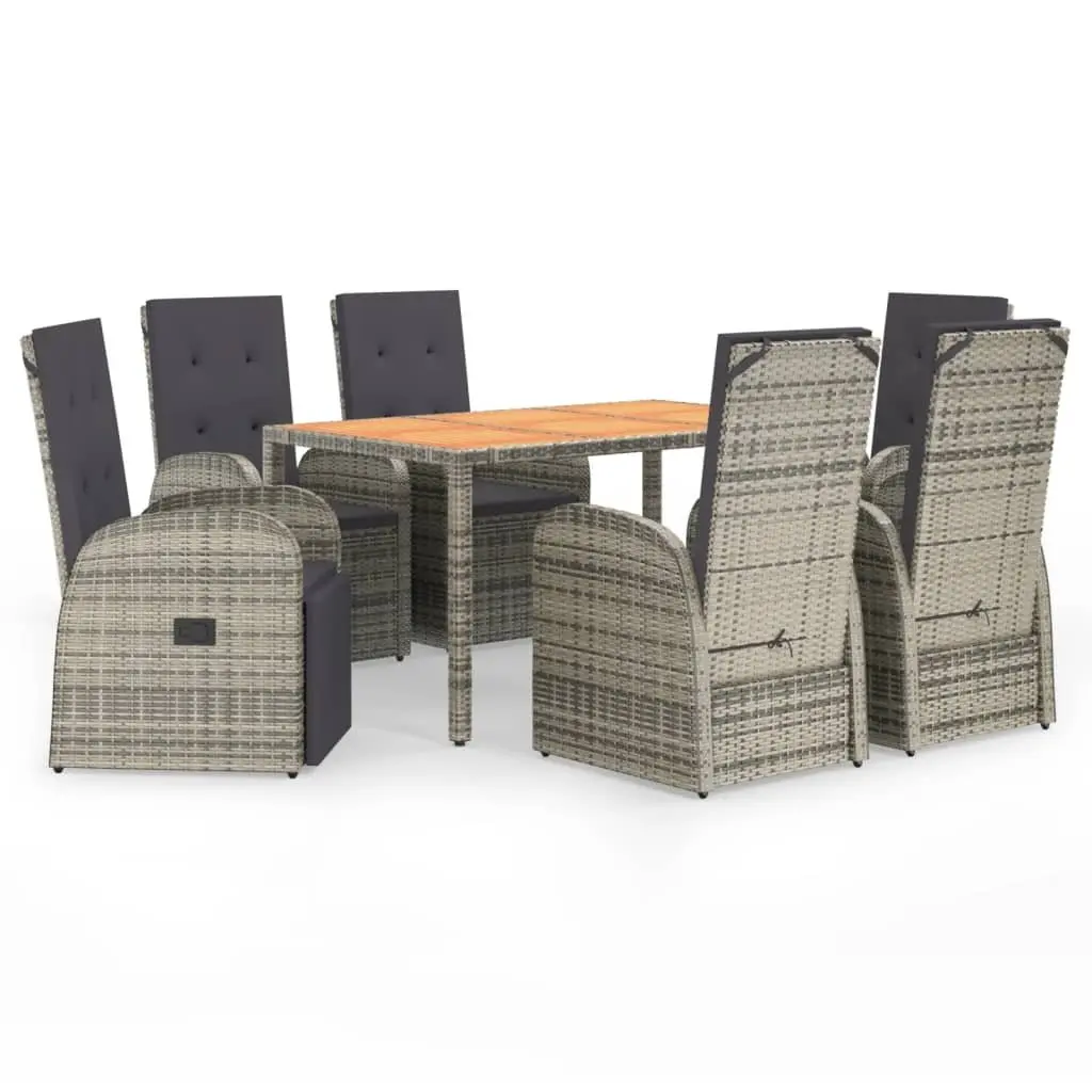 Outdoor Dining Set 7 Piece Garden Furniture Grey Poly Rattan Chairs Table