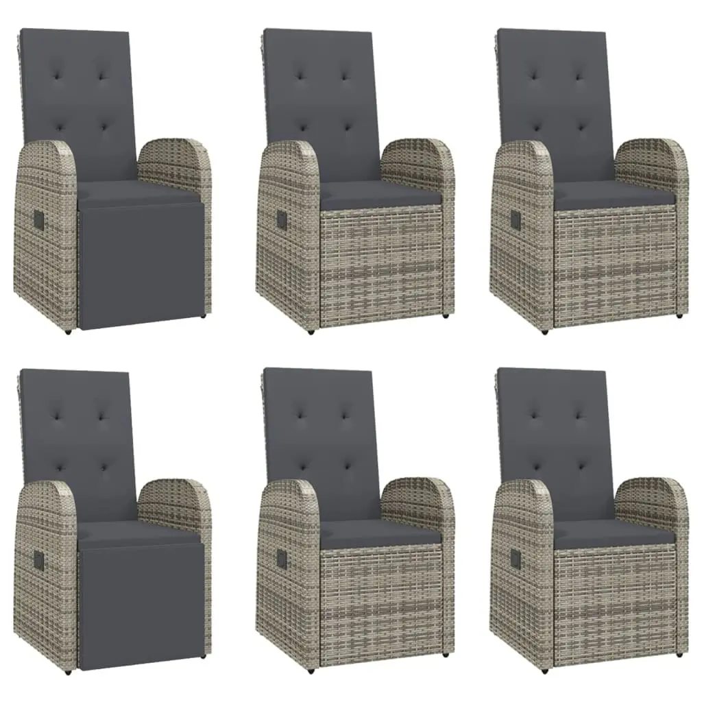 Outdoor Dining Set 7 Piece Garden Furniture Grey Poly Rattan Chairs Table