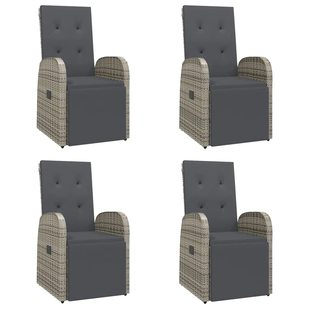 5 Piece Garden Dining Set with Cushions Grey Rattan Outdoor Patio Furniture