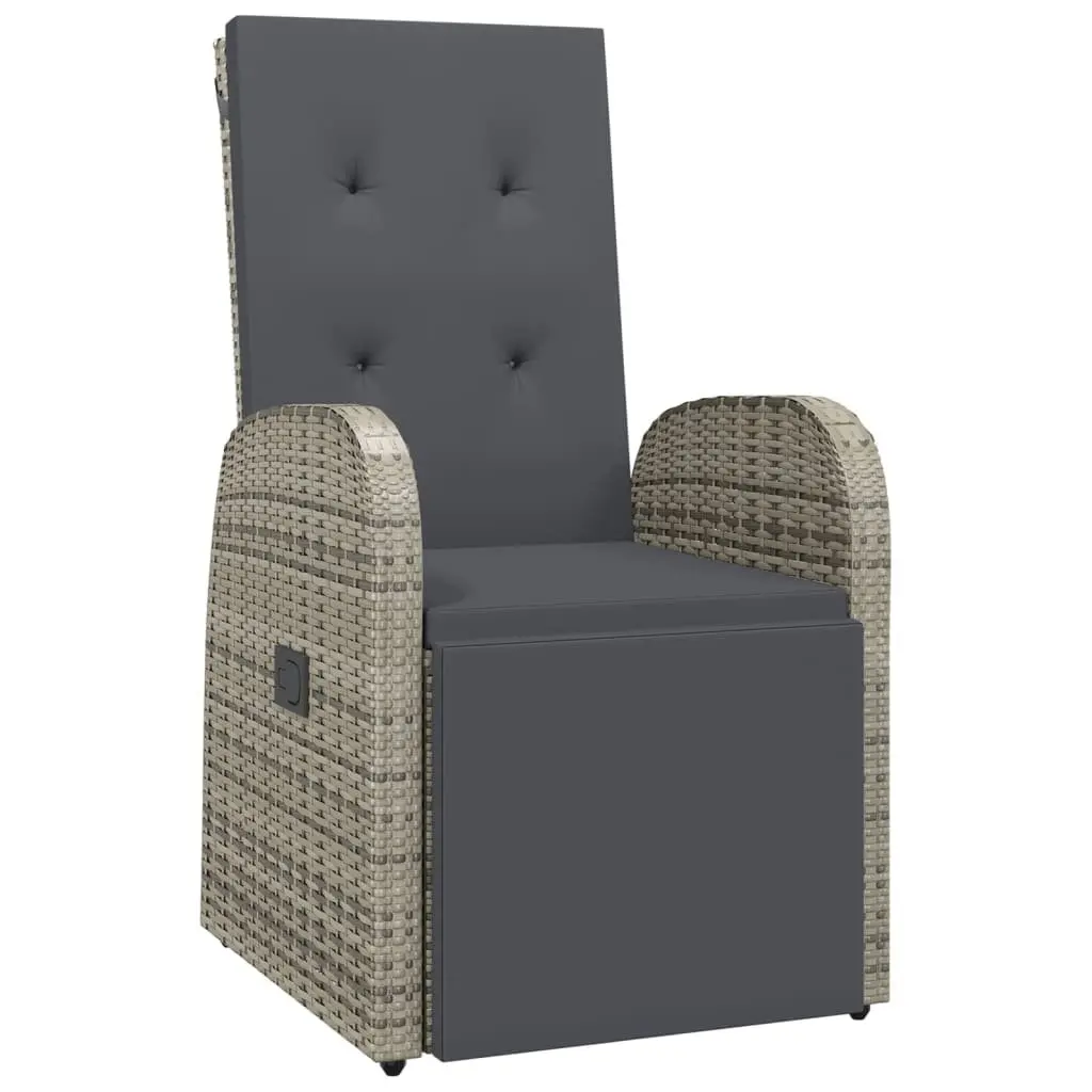 7 Piece Garden Dining Set Grey Poly Rattan Outdoor Patio Furniture with Cushions