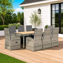Garden Dining Set 9 Piece Outdoor Furniture with Cushions Grey Patio Table