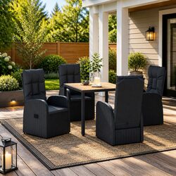 Outdoor Dining Set 5 Pieces Garden Furniture Poly Rattan Patio Chairs Table
