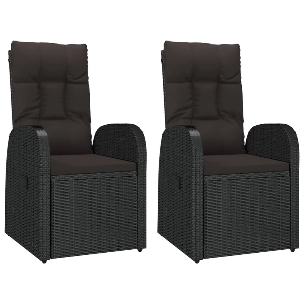 3 Piece Outdoor Lounge Set Black Garden Chair Table Cushion Pillow Patio
