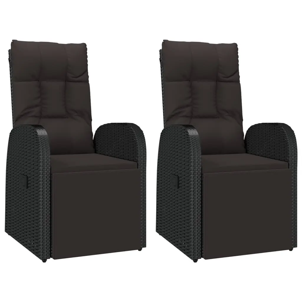 3 Piece Outdoor Lounge Set Black Garden Chair Table Patio Furniture Rattan