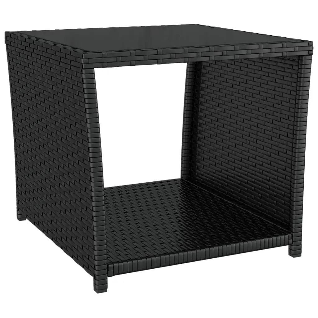 3 Piece Garden Lounge Set Adjustable Black Rattan Steel Chair Table