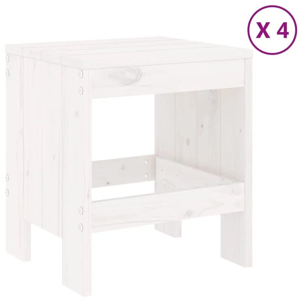 5 Piece Garden Dining Set Solid Pine Wood White Outdoor Furniture Table