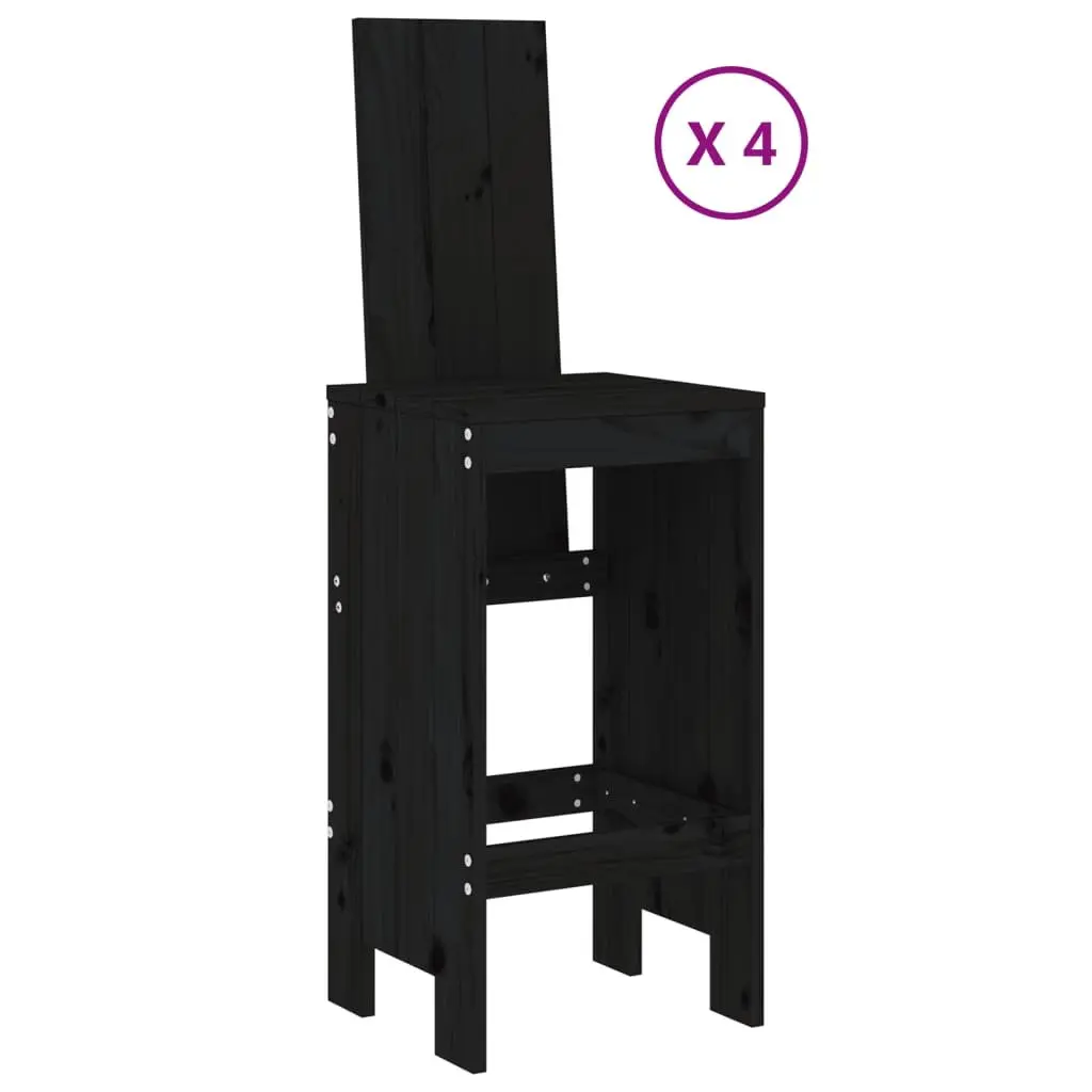5 Piece Garden Bar Set Solid Pine Wood Outdoor Patio Furniture Black