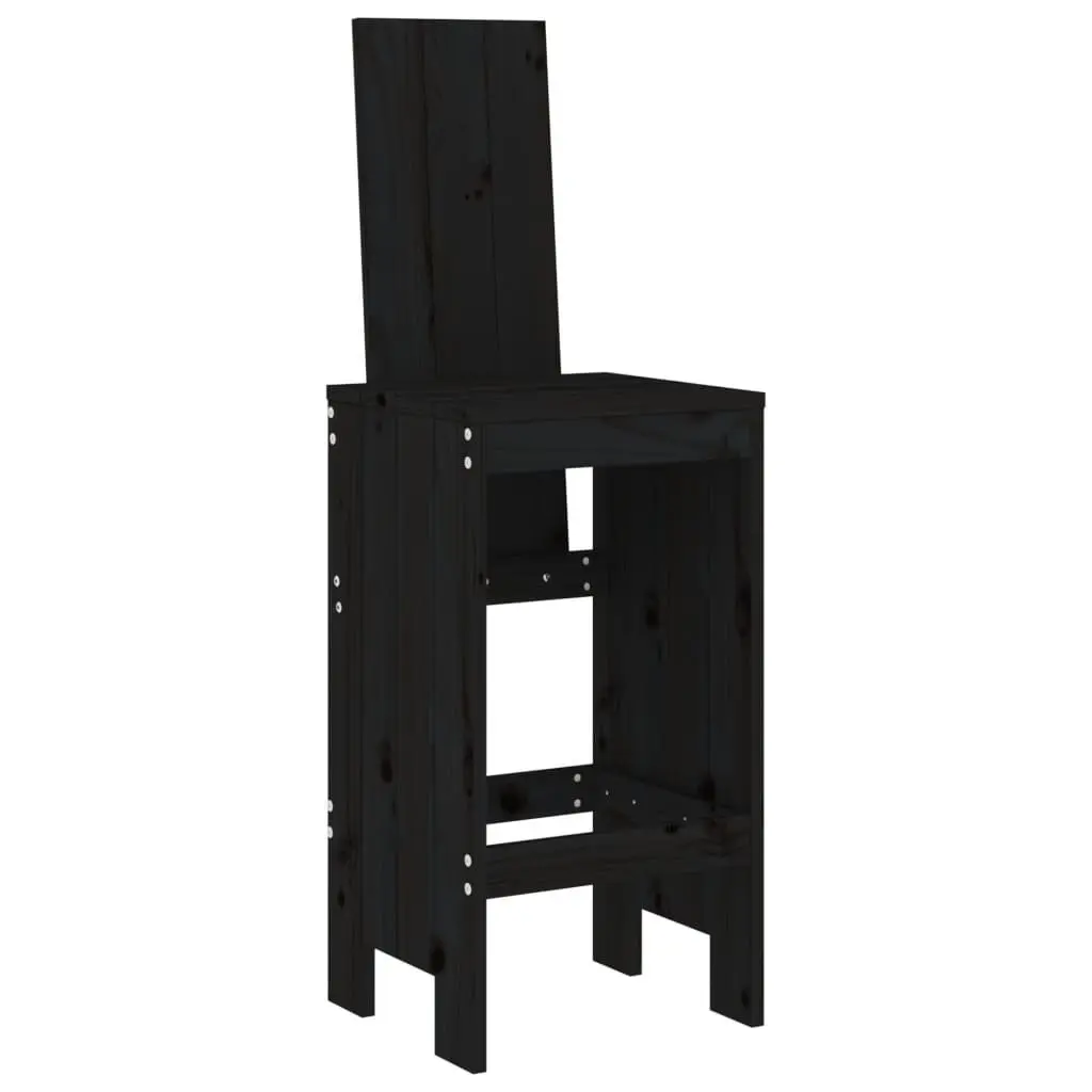 5 Piece Garden Bar Set Solid Pine Wood Outdoor Patio Furniture Black