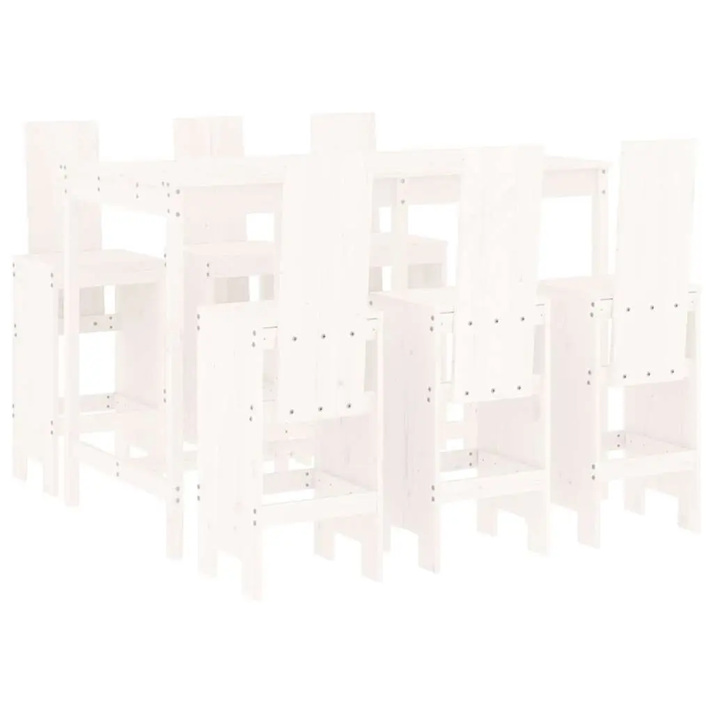 Garden Bar Set 7 Piece Solid Pine Wood White Outdoor Furniture Patio Backyard Dining Seating