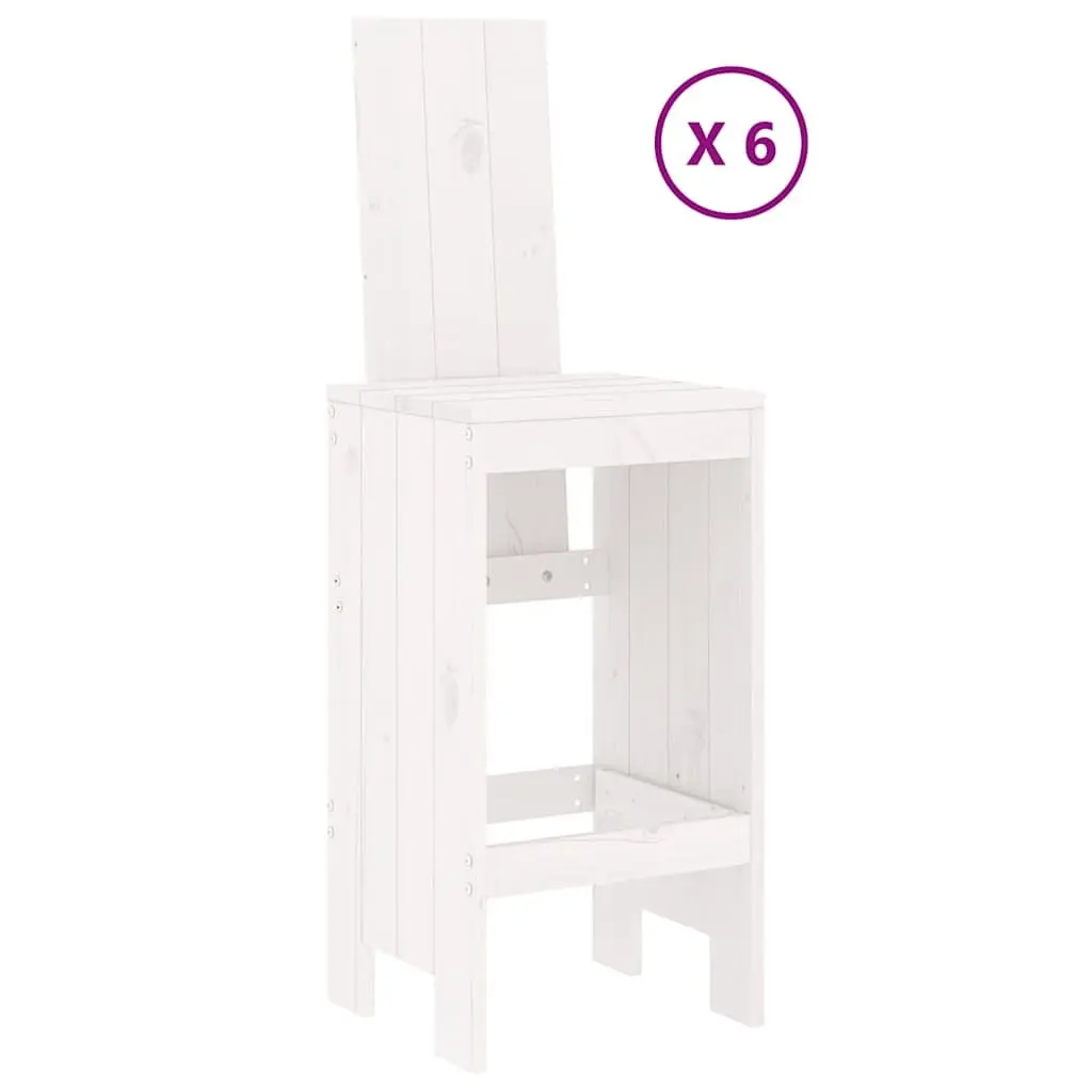 Garden Bar Set 7 Piece Solid Pine Wood White Outdoor Furniture Patio Backyard Dining Seating