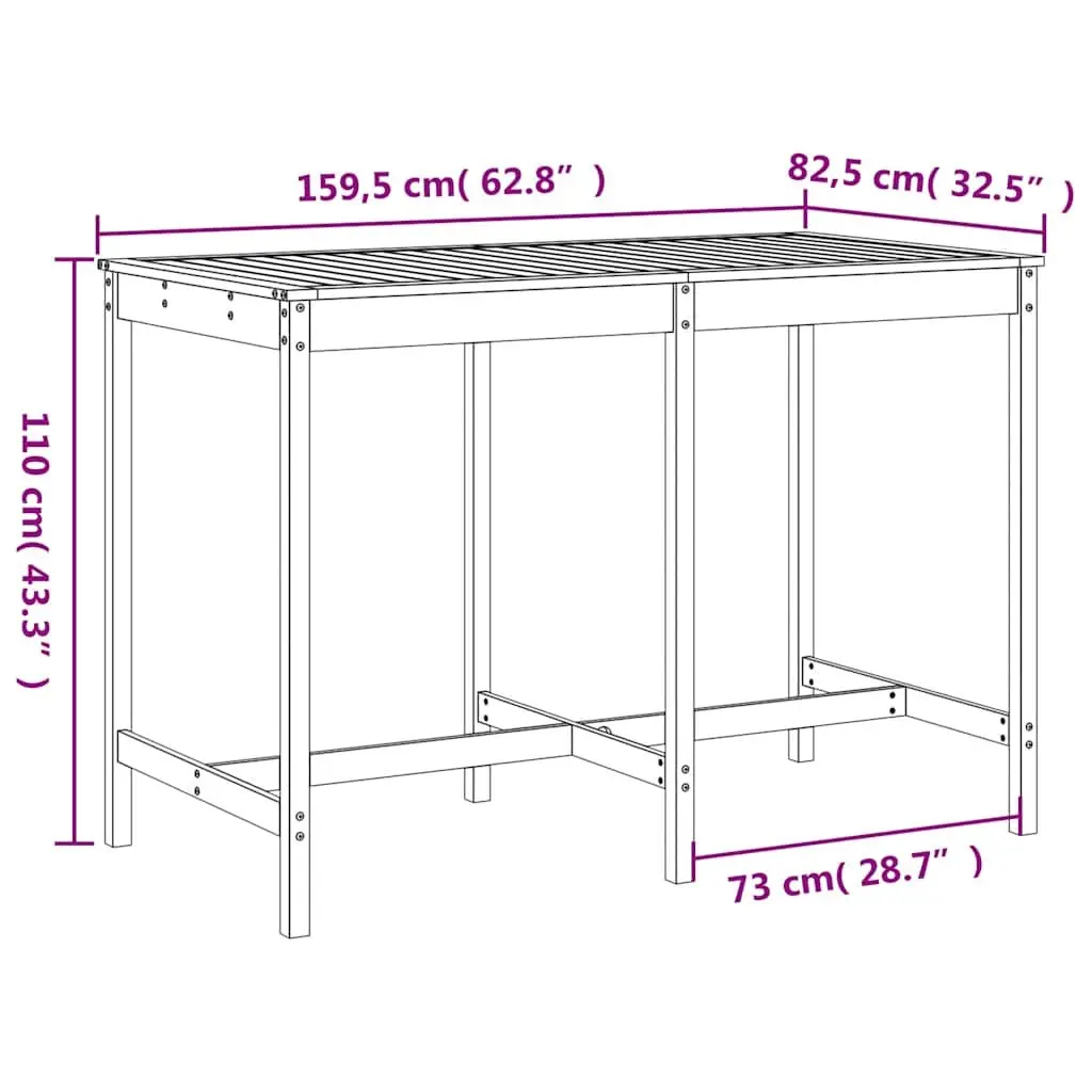 Garden Bar Set 7 Piece Solid Pine Wood White Outdoor Furniture Patio Backyard Dining Seating