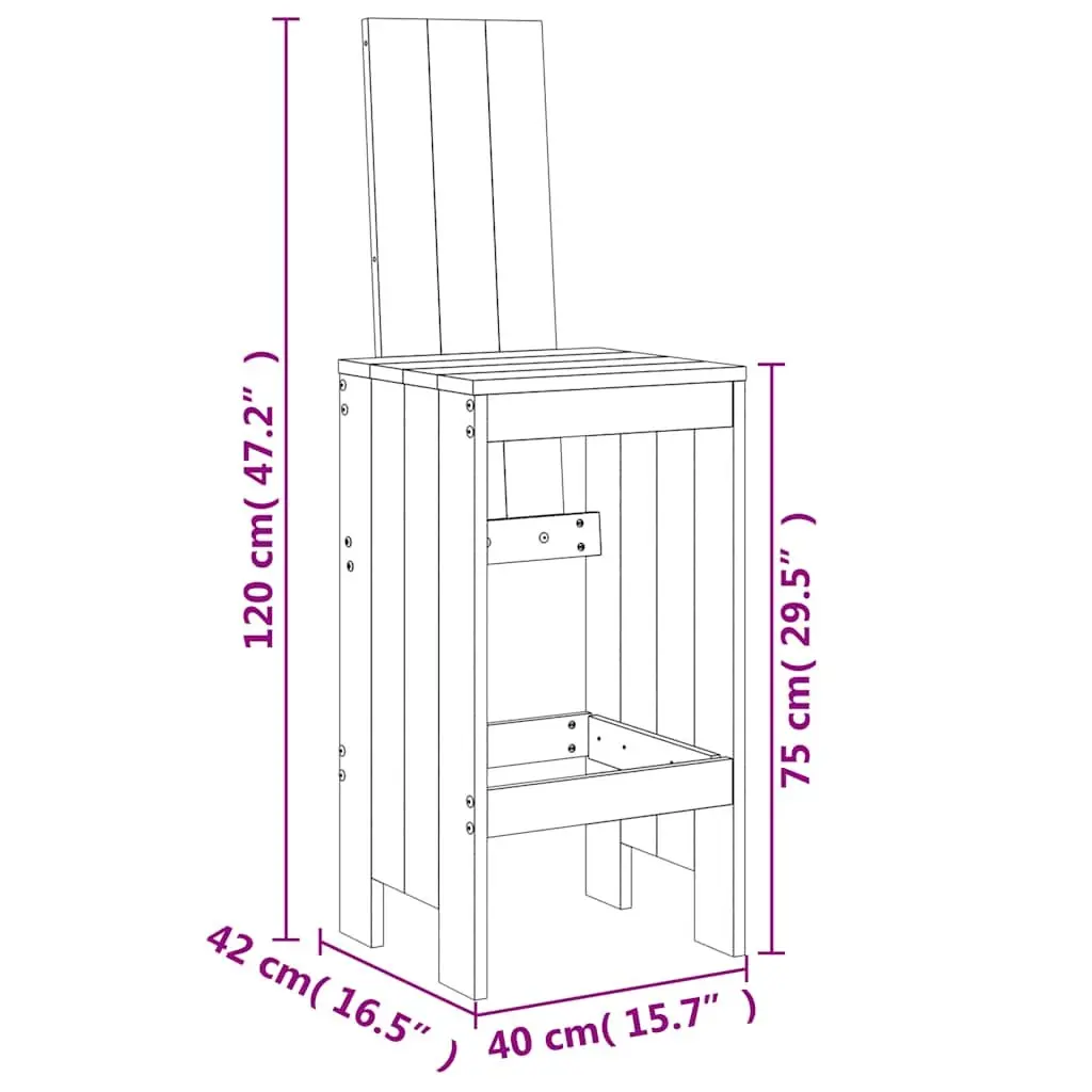 Garden Bar Set 7 Piece Solid Pine Wood White Outdoor Furniture Patio Backyard Dining Seating