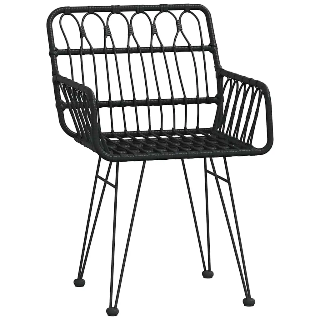 Outdoor Dining Set 3 Piece Garden Furniture Black Poly Rattan Patio Table Chair