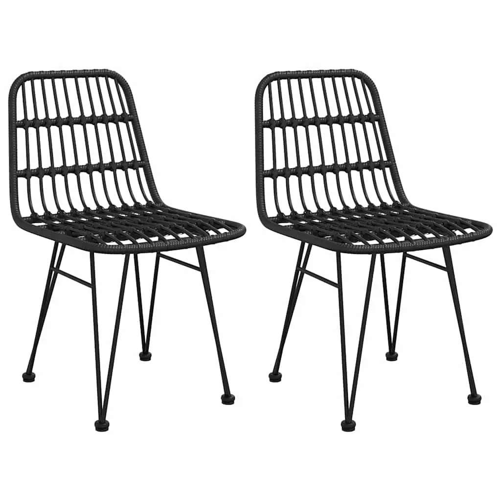 Garden Dining Set 3 Piece Black PE Poly Rattan Patio Furniture Outdoor Table Chairs