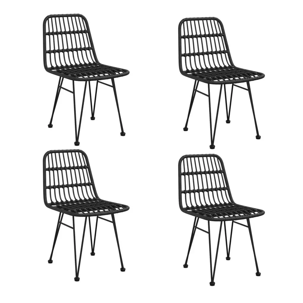 5 Piece Garden Dining Set Outdoor Patio Furniture Black Rattan Table Chairs