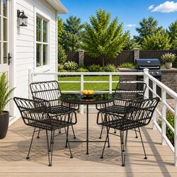 5 Piece Garden Dining Set Black Outdoor Furniture Patio Table Chairs