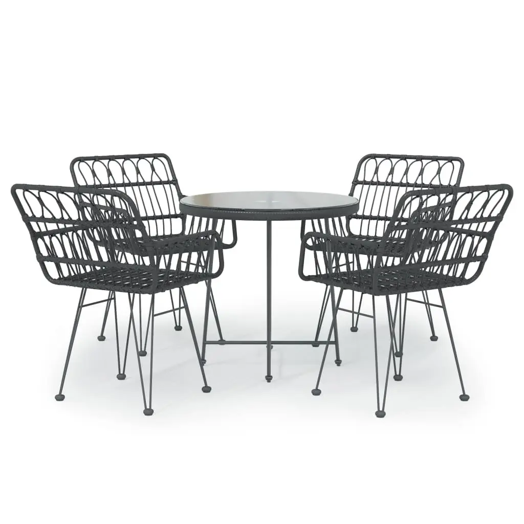5 Piece Garden Dining Set Black Outdoor Furniture Patio Table Chairs