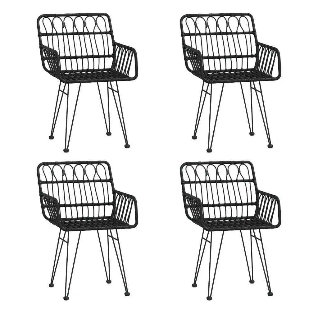 5 Piece Garden Dining Set Black Outdoor Furniture Patio Table Chairs