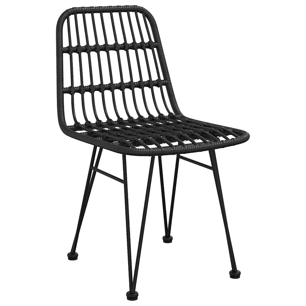 Garden Dining Set 5 Piece Black PE Rattan Steel Frame Outdoor Furniture