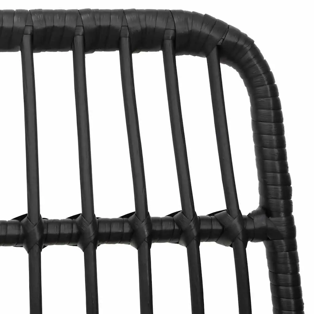 Garden Dining Set 5 Piece Black PE Rattan Steel Frame Outdoor Furniture
