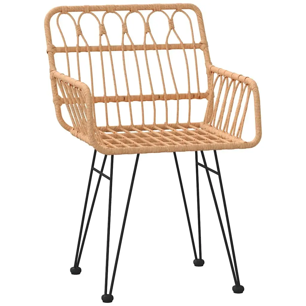 5 Piece Garden Dining Set Outdoor Furniture PE Rattan Steel Frame Tempered Glass Table Chairs Brown