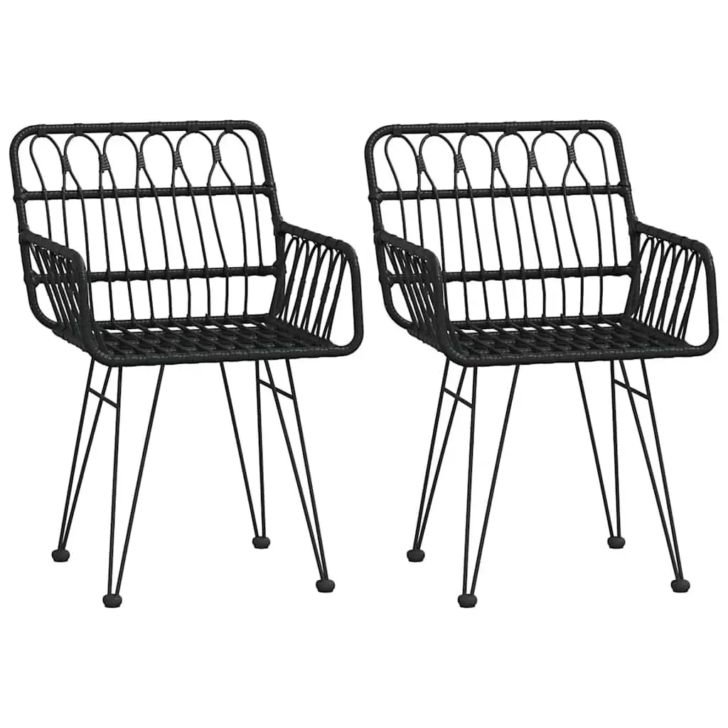 3 Piece Garden Dining Set Durable Poly Rattan Black Outdoor Patio Furniture