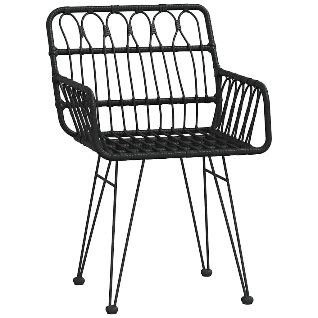 3 Piece Garden Dining Set Durable Poly Rattan Black Outdoor Patio Furniture