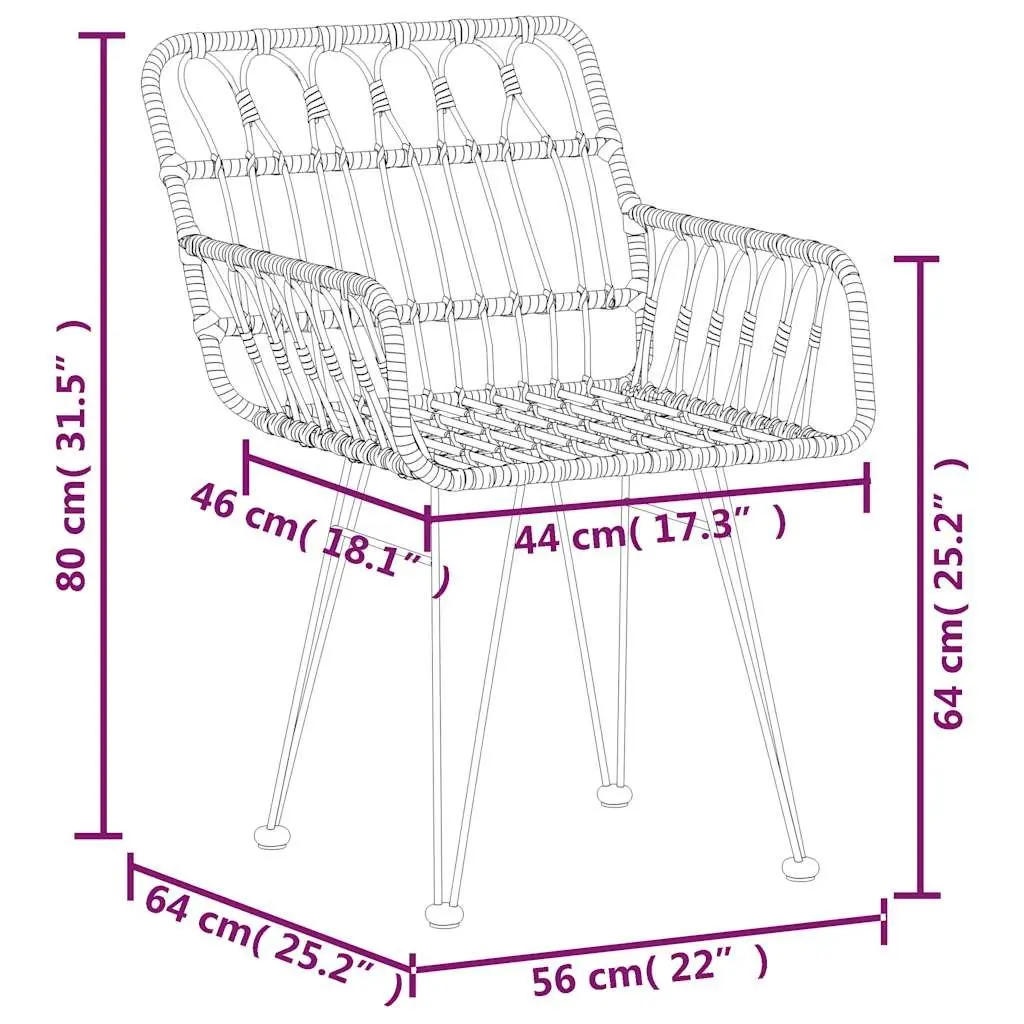 5 Piece Garden Dining Set Black Outdoor Patio Furniture Rattan Chairs Table