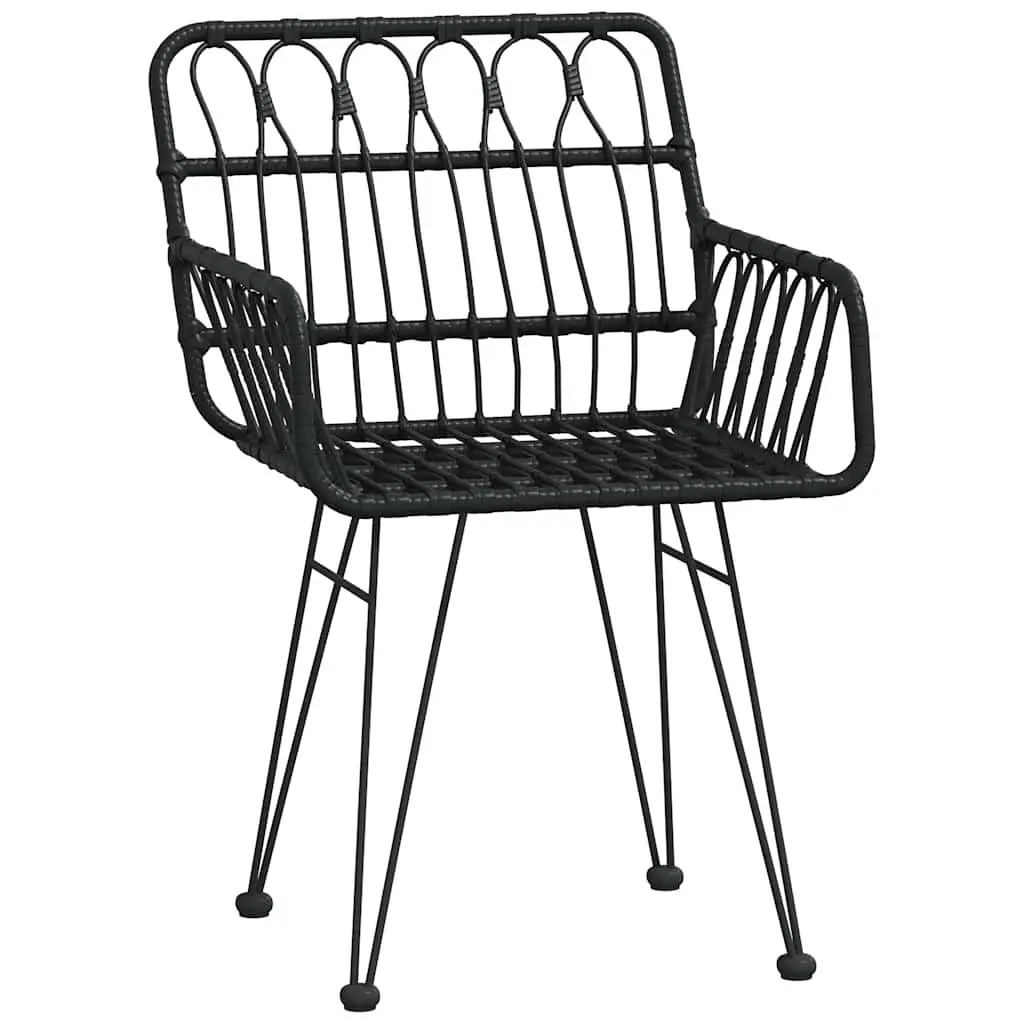 5 Piece Garden Dining Set Outdoor Patio Furniture Black Rattan Chairs Table