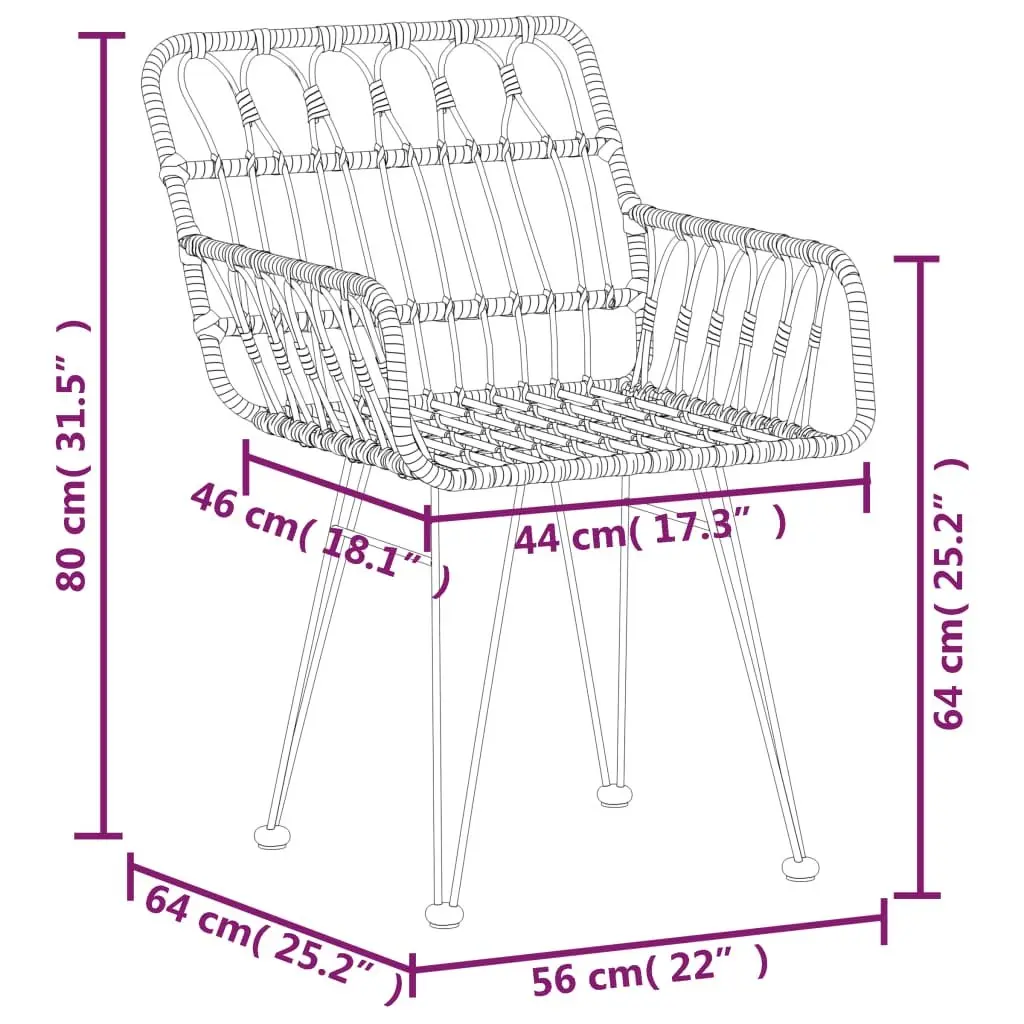 5 Piece Garden Dining Set PE Rattan Brown Chairs Steel Frame Tempered Glass Table
