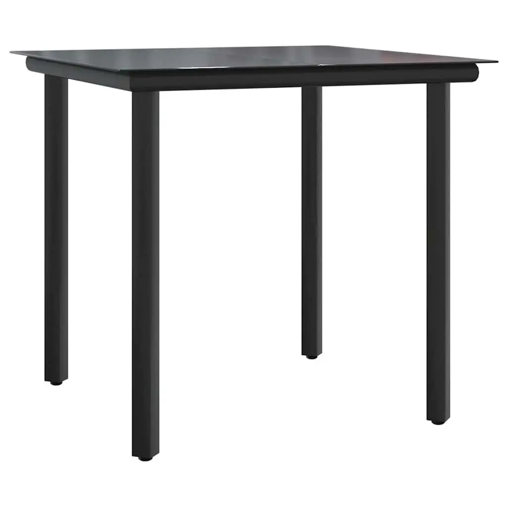 5 Piece Garden Dining Set Black Outdoor Patio Furniture Rattan Chairs Table
