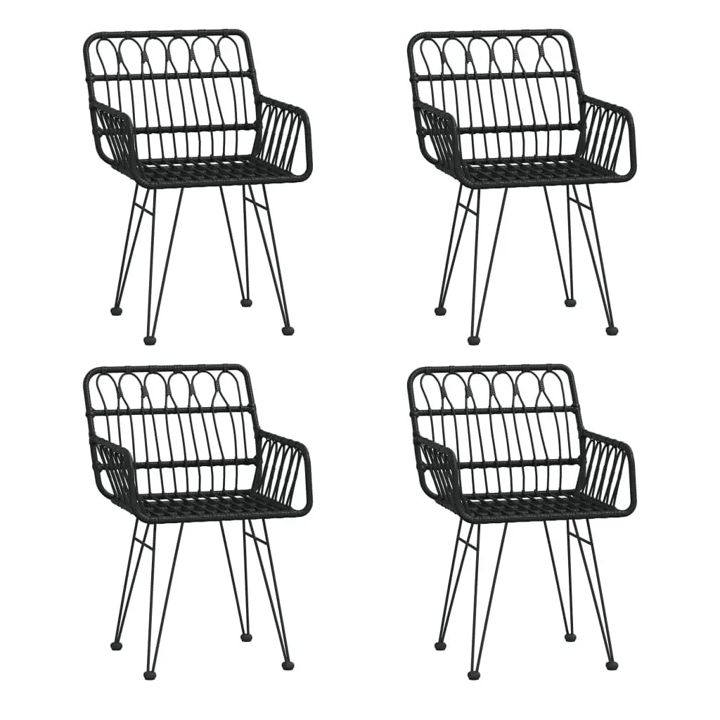 5 Piece Garden Dining Set Black Rattan Patio Table Chairs Outdoor Furniture