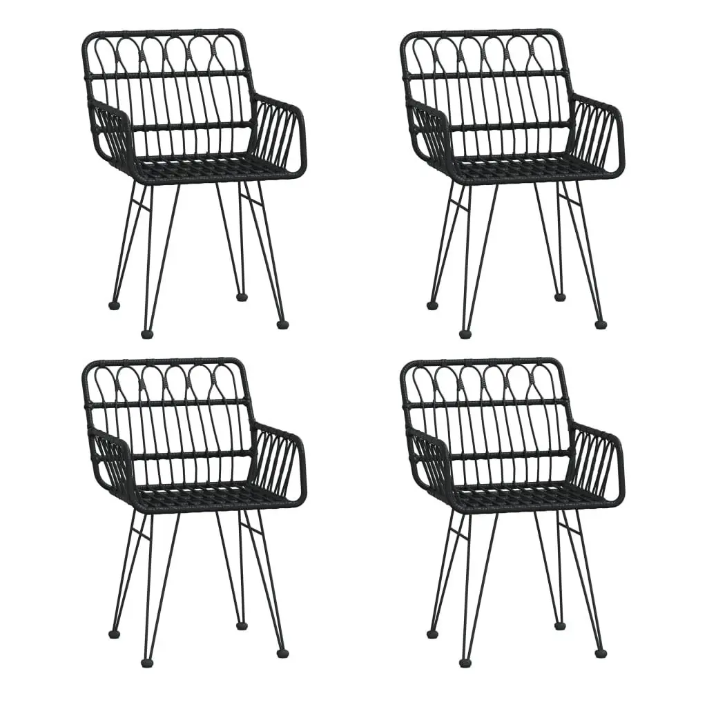 5 Piece Garden Dining Set Outdoor Patio Furniture Black Rattan Chairs Table