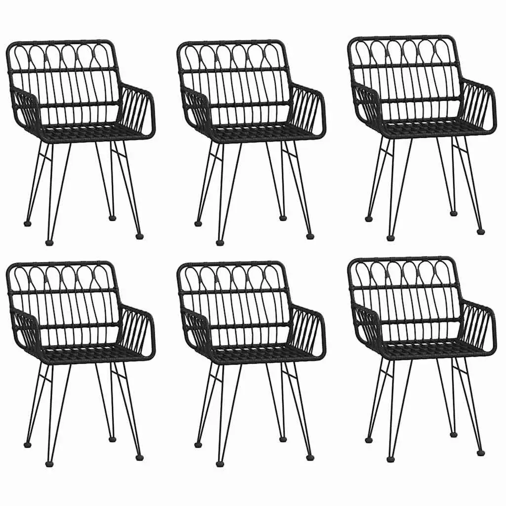 7 Piece Garden Dining Set Black Outdoor Furniture Patio Table Chairs