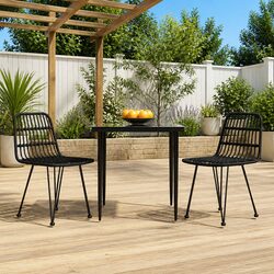 Outdoor Dining Set 3 Piece Black Garden Furniture Patio Table Chairs