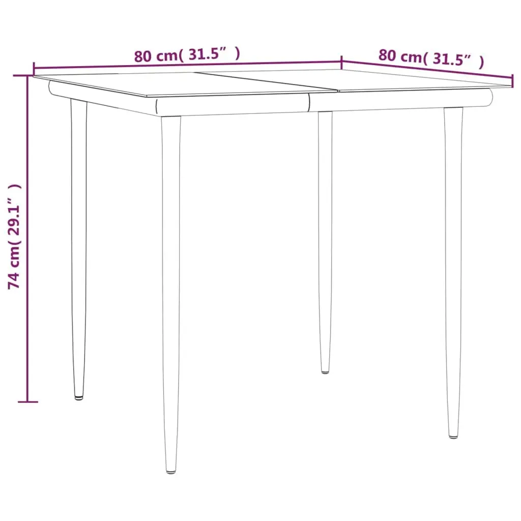 Outdoor Dining Set 3 Piece Black Garden Furniture Patio Table Chairs