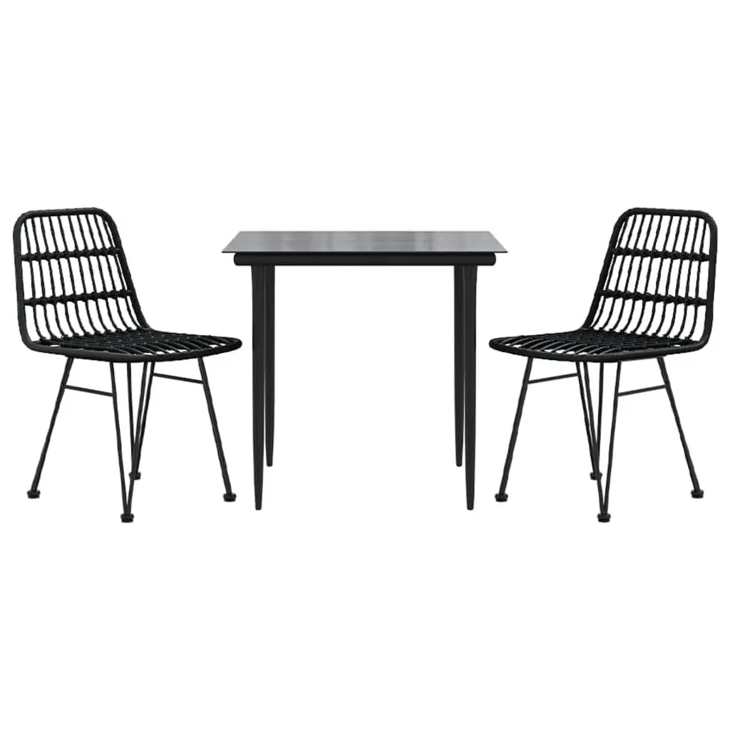 Outdoor Dining Set 3 Piece Black Garden Furniture Patio Table Chairs