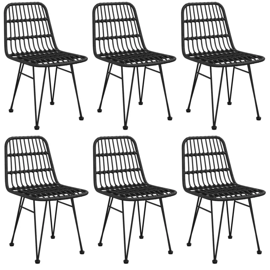 7 Piece Garden Dining Set Outdoor Patio Furniture Black PE Rattan Table Chairs