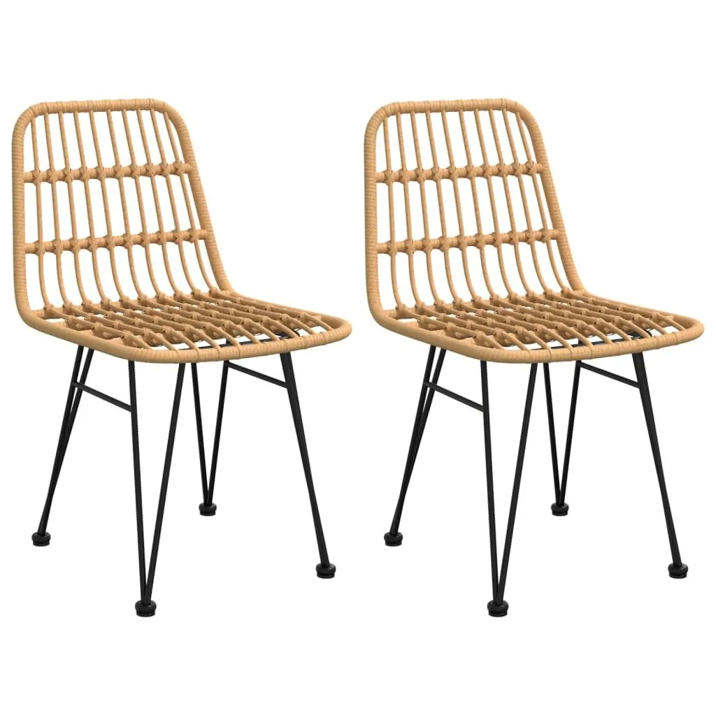 3 Piece Outdoor Garden Dining Set Brown PE Rattan Patio Furniture with Chairs