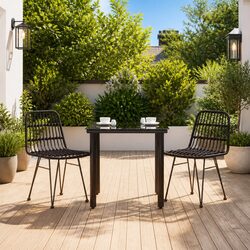 Outdoor Dining Set 3 Piece Garden Patio Furniture Table Chairs Black